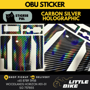 OBU motorcycle sticker Carbon Silver holographic decal vinyl skin wrap