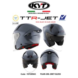 PSB Approved KYT TTR-JET Plain Gorilla Grey Double visor Sun visor Motorcycle helmet