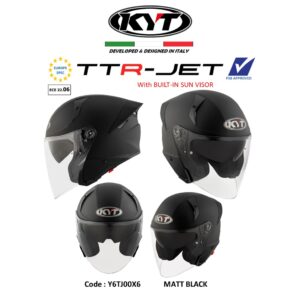PSB Approved KYT TTR-JET Matt Black Double visor Sun visor Motorcycle helmet