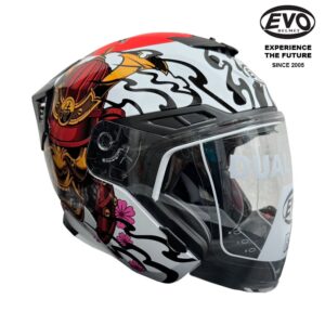 PSB Approved Motorcycle helmet EVO RS9 Samurai II White Gold Block Red