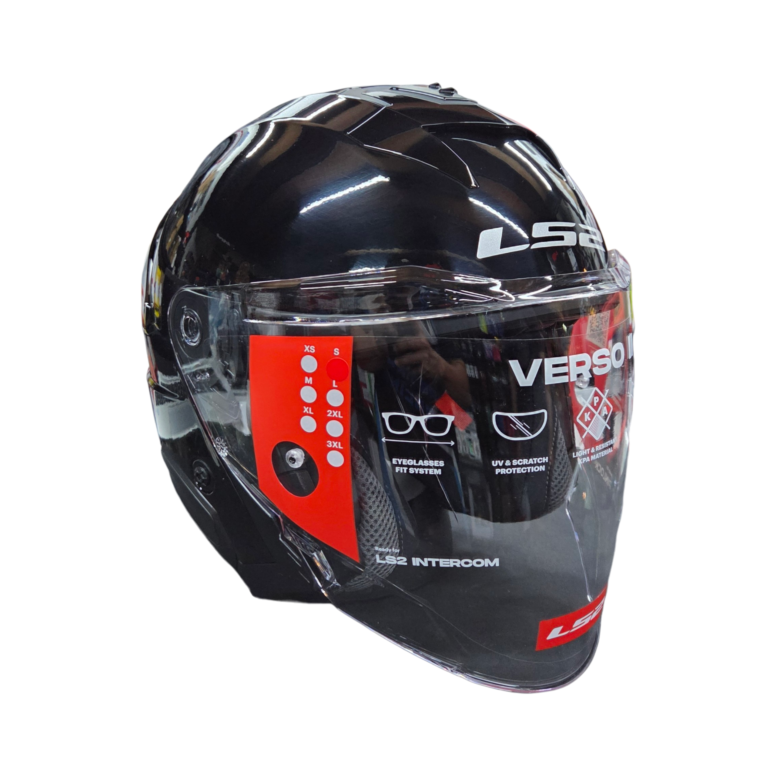 LS2 Verso 2 Gloss Black Motorcycle helmet ECE22.06