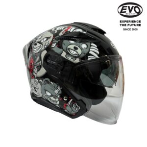 ECE 22.06 Motorcycle helmet EVO RS10 Naughty Glossy Black Grey Red