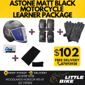 PSB Approved ASTONE Matt Black Motorcycle Learner Package