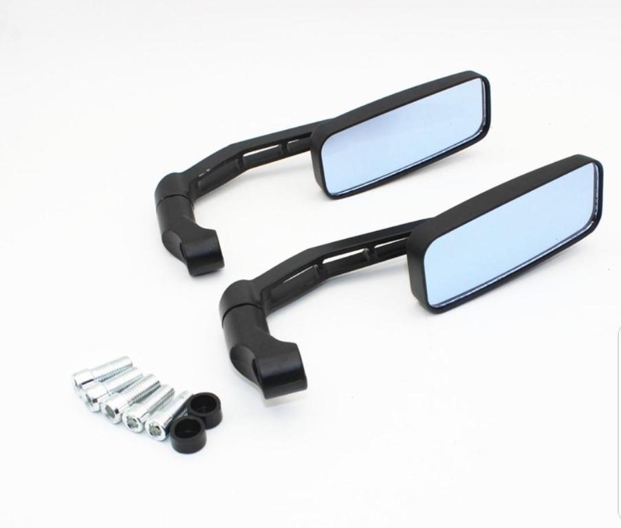 Motorcycle Side Mirrors black rectangle metal